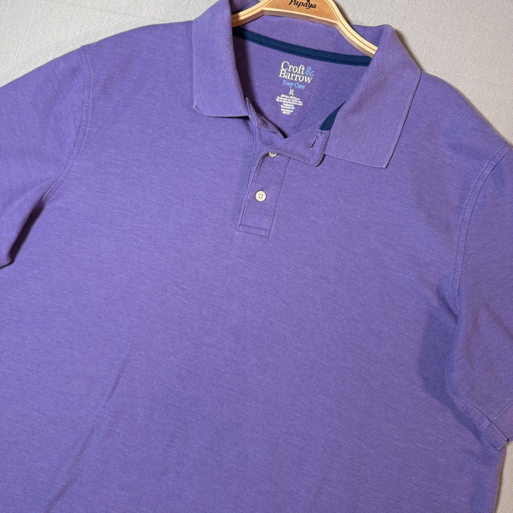 Croft & Barrow Mens XL Purple Easy Care Short Sleeve Polo Shirt Boxy Fit